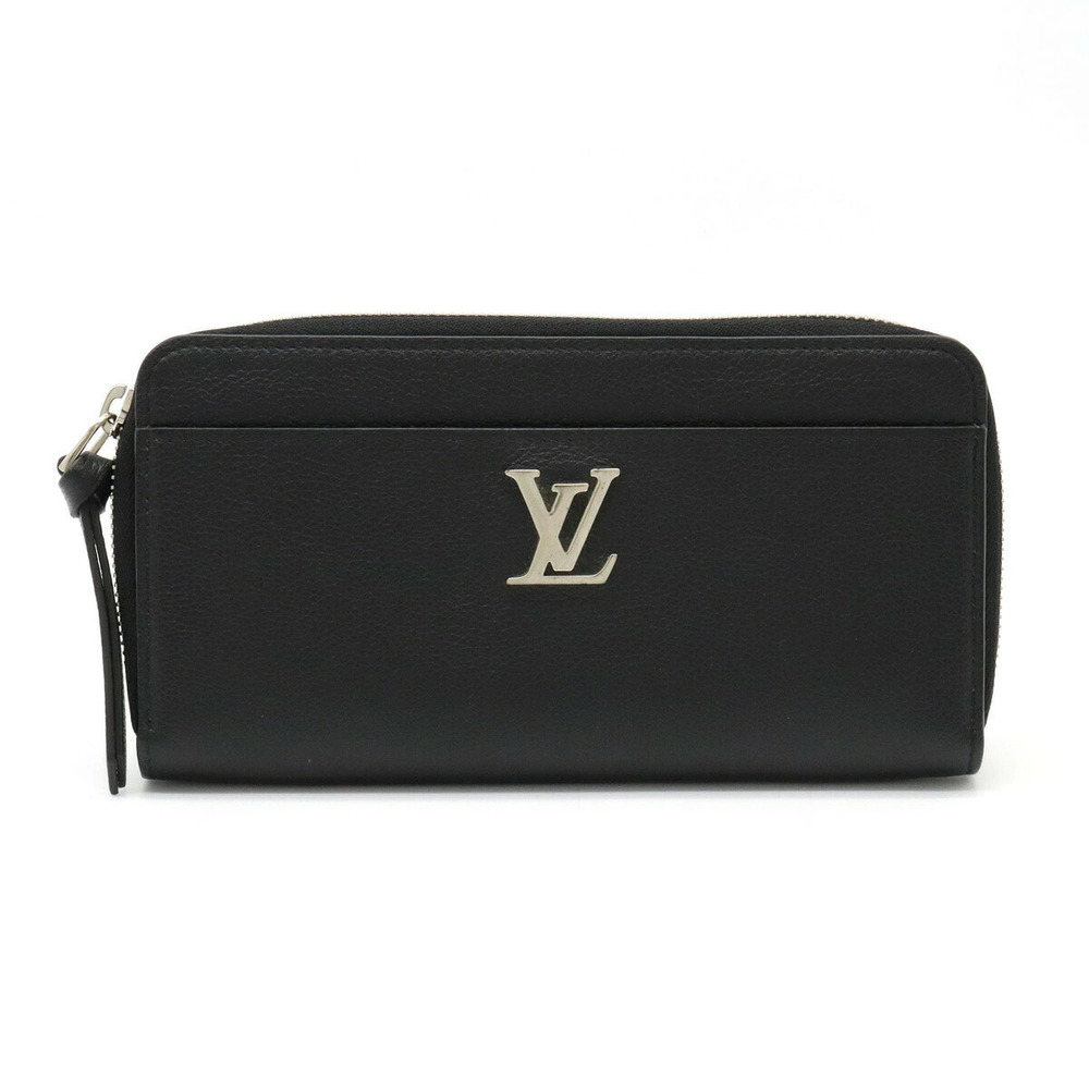 LOUIS VUITTON Zippy Lockme Round Zipper Long Wallet Calf Leather Noir Black